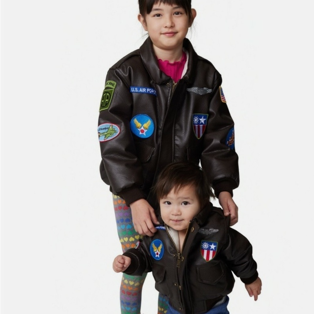 Kids U.S. Air Force Leather Jacket - Black